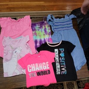 Lot of 5 girls t shirts/tanks and one dress.